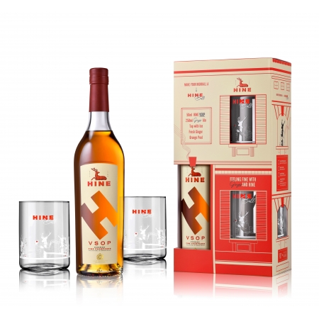 VSOP Fine Champagne + 2 verres en coffret Cognac Hine